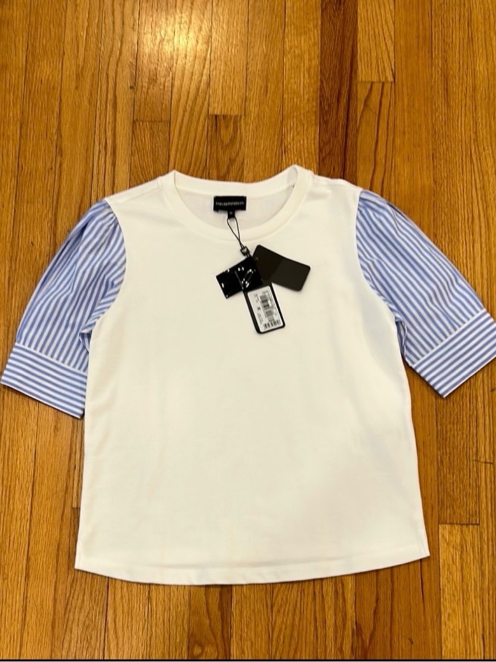 Emporio Armani White and Blue Short Sleeve Sweatshirt NWT